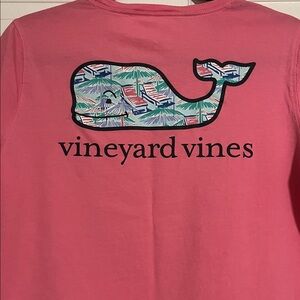 Vineyard Vines Signature Whale Logo Pocket Tee In Pink Size Medium